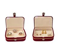 atorakushon Set di 2 Cofanetto Portagioie, Organizer per Gioielli in Velluto, Porta Anelli, per Orecchini, Collane (Crema)