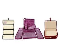 atorakushon Set di 4 buste in raso viola con 4 buste, 1 rotolo di sacchetto con anello in velluto e cartella per orecchini, organizer e scatola portaoggetti