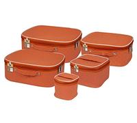 atorakushon Set di 5 scatole portaoggetti in tessuto per cosmetici, cosmetici, articoli da toeletta, collane, gioielli, guardaroba, organizer per donne, color pesca, Pesca, Standard, Nuovo