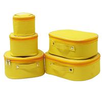 atorakushon Set di 5 scatole portaoggetti in tessuto per cosmetici, cosmetici, articoli da toeletta per collane, gioielli, organizer per guardaroba, da donna, giallo, Giallo, Standard, Nuovo