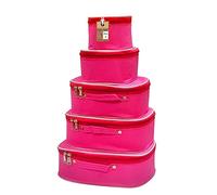 atorakushon Set di 5 scatole portaoggetti in tessuto per cosmetici, cosmetici, articoli da toeletta per collane, gioielli, organizer per guardaroba, da donna, colore rosa, Rosa, Standard, Nuovo
