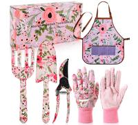 Atorcher Set di attrezzi da giardinaggio, 5 pezzi, regalo di compleanno per mamma, nonna, moglie, migliore amica, regalo di giardinaggio per 50°, 60°, 70° compleanno, pensionamento, Natale, rosa