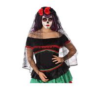 Atosa 62245 Black Veil with Roses of Day of the Dead