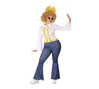 ATOSA | anni '70 Disco Costume Adulto | Abito da festa da donna | Include finti jeans, t-shirt bianca e cintura dorata | Ideale per Carnevale, Feste | Costumi Adulti | Taglia XL