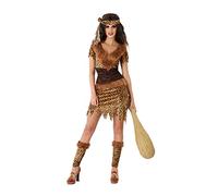 Atosa | Caveman Costume Donna Adulto Neanderthal | Include abito, copriscarpe e fascia per capelli | Costume preistorico di qualità e confortevole | Per Carnevale, Feste a Tema e Halloween | M-L