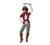 Atosa Costume Capitano Pirata Corsaro Mari Uomo Donna Unisex Costume Completo Bianco Rosso Nero Per Carnevale Halloween Festa