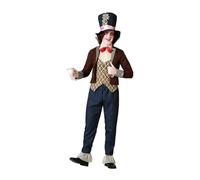 ATOSA | Costume Cappellaio Matto da Uomo | Carattere iconico, stile eccentrico e accattivante con cappello decorativo, giacca vintage e pantaloni a righe | Ideale per Carnevale e Feste | XXL