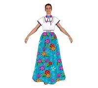 Atosa | Costume colombiano blu da donna | Costume popolare elegante e festoso | Rappresentazione culturale dinamica | Perfetto per Carnevale, sagre, feste ed eventi a tema | XS-S