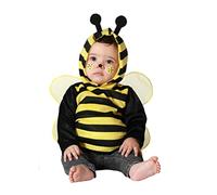 Atosa | Costume da ape per neonati | Tuta gialla e nera con cappuccio e ala | Insetto divertente per feste, carnevale e Halloween | Tessuto morbido e vellutato | Costumi Bambini | 12-24 mesi