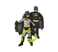 Ciao-Batman 2-in-1 (Classic/Dark Knight) costume originale DC Comics (Taglia 10-12 anni) con muscoli pettorali imbottiti bambino, Nero, Girgio, 11720.10-12