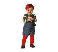 Atosa | Costume da bambola insanguinata per neonata | Chucky | Bambola del diavolo assassino | Costumi giocattolo spaventosi per Halloween, Carnevale, feste a tema | T-Shirt & Tuta | 6-12 mesi