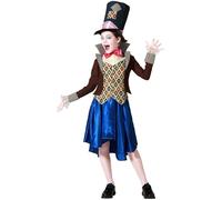 ATOSA | Costume da Cappellaio Matto per Bambini per Ragazze | Include cappello, giacca, gilet, papillon e gonna | Ideale per Carnevale, Halloween e feste a tema | 5-6 anni