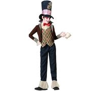 Atosa | Costume da cappellaio pazzo per bambino, con cappello, giacca, gilet, papillon e pantaloni lunghi, costumi per bambini perfetti per carnevale, Halloween e feste a tema | 5-6 anni