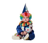 Atosa | Costume da clown del circo blu con pois colorati | Tuta e berretto | Ideale per Carnevale, Compleanni e Feste per Bambini | Vestito comodo e divertente per bambini da 12 a 24 mesi
