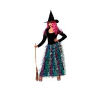 Atosa Costume da strega abito nero con gonna lunga verde donna adulto elegante a