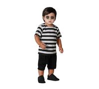 Atosa | Costume da fantasma per neonato | Costumi da ladro per Halloween, Carnevale, Feste a tema, Scuola | Include t-shirt a righe e pantaloni neri | Confortevole e originale | 6-12 mesi
