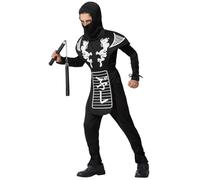 ATOSA | Costume da ninja per ragazzi | Completo con Gilet, T-Shirt, Pantaloni e Passamontagna | Bianco e nero | Ideale per Carnevale e Halloween | 3-4 anni