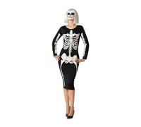 Atosa | Costume da scheletro da donna adulta | Abito che si illumina al buio | Costumi per Halloween, Carnevale, Feste a Tema | Include abito lungo | Comodo, divertente e originale | XS-S