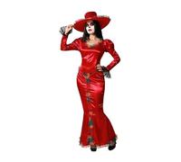 Atosa | Costume da scheletro messicano Donne adulte | Cranio, Terrore, Morte | Costumi per Halloween, Carnevale, Feste a Tema | Include cappello, abito lungo | Confortevole e originale | XL