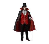 Atosa | Costume da Vampiro Sofisticato da Uomo | Costume Completo Classico con Gilet in Velluto Rosso | Aspetto Aristocratico e Misterioso | Stile elegante e senza tempo