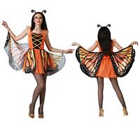 Atosa Costume Farfalla Monarca Arancione Per Donna Adulto Abito Corto Completo Di Ali E Fascia Da Festa Carnevale Halloween Insetti Animali