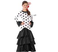 Atosa Costume Flamenca Sevillana Bianco Nero Bambina Bambino 3 A 4 AÑOS