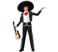 ATOSA | Costume Mariachi per Bambino | Include giacca, pantaloni e camicia con papillon rosso | Elegante costume nero per bambini per carnevale, feste a tema, musica messicana e halloween | 1-12 anni