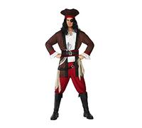 Atosa | Costume Pirata Uomo Adulto Marrone | Costume da corsaro completo con cappello, giacca, pantaloni e cinture | Ispirato da Barbanera | Perfetto per Carnevale e Feste a Tema | XS-S