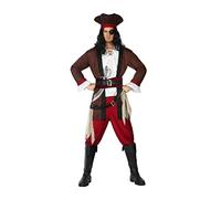 Atosa | Costume Pirata Uomo Adulto Marrone | Costume da corsaro completo con cappello, giacca, pantaloni e cinture | Ispirato da Barbanera | Perfetto per Carnevale e Feste a Tema | XL
