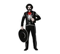 Atosa costume scheletro messicano nero con giacca uomo adulto M