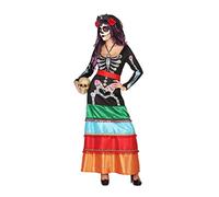 Atosa Mexican Skeleton Long Dress Costume Multicolor XS-S Bambini