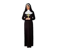 Atosa | Costume Suora Donna Adulto | Velo Bianco & Abito Nero con Colletto | Costume Religioso Cattolico per Festa in Maschera, Halloween e Carnevale | Pratica custodia | XS-S