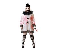 Atosa Halloween Clown Costume White Classic Elements Bloody Details Scary and Pe