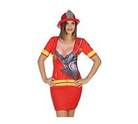 ATOSA 14666 Costume T-Shirt Firewoman Woman M-L Red-Carnival, Größe Größe M-L Re
