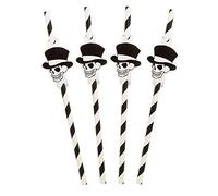 Atosa Set 8 Pezzi Cannucce Teschio Halloween Bianco E Nero