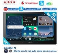 ATOTO 10" 8G+128G Android 13 Autoradio integrato DAB+ 4G LTE GPS ChatGPT-AI WIFI