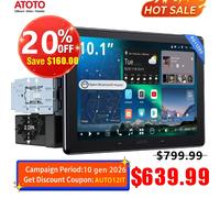 ATOTO 10" Schermo Flottante Auto Android13 Autoradio 1DIN GPS Navi 8+128G 4G LTE