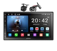 ATOTOZONE A5L Android Autoradio Doppio Din Car Stereo con Telecamera di Sostegno & DVR Dashcam, 7 pollici Wireless CarPlay Android Auto, ChatGPT-AI, Navigazione GPS, WiFi/Bluetooth/USB, 24 EQ DSP, 2G