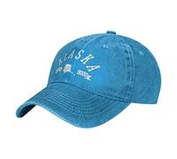 ATOurDealss Alaska Est. 19 State Map Souvenir Gift Baseball Cap Uomo Vintage Estate Cotone Lavato Sun Cowboy Trucker Cappello Blu, Blu, Taglia unica