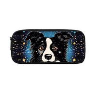 ATOurDealss Astuccio colorato con motivo zebrato con schizzi di colore, per ragazzi e ragazze, astuccio colorato arcobaleno zebrato per adolescenti scuola astuccio per studenti, Border Collie Dog St,