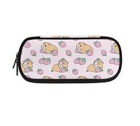 ATOurDealss Astuccio per bambini con fragole rosa con cerniera, organizer per penne e penne, resistente e leggero, porcellino d'India, Taglia unica, Astuccio