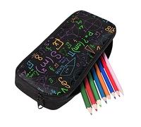 ATOurDealss Astuccio per matite con gatto per bambini, astuccio colorato per la scuola, scatola di cancelleria per ragazze e ragazzi con gattino riflesso, Design con formula matematica, Taglia unica,