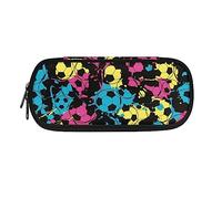 ATOurDealss Astuccio per matite con stampa di mucca, note musicali, per adolescenti, ragazze, grande capacità, astuccio per cancelleria con cerniera per la scuola, Calcio colorato Prin, Taglia unica,