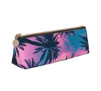 ATOurDealss Astuccio per penne da donna, con motivo fragola, colore rosa, semplice scatola da trasporto per adulti, con cerniera liscia, durevole e leggero, per ufficio, Palma tropicale viola, Taglia