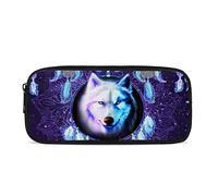 ATOurDealss Astuccio portapenne durevole per articoli scolastici e cancelleria per bambini, stampa con mucca da fattoria, Galassia del lupo, Taglia unica, Astuccio