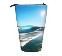 ATOurDealss Astuccio telescopico trasparente con onde celesti e onde, astuccio portapenne con cerniera, Nero , Taglia unica, Astuccio