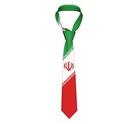 ATOurDealss Cravatta da uomo a righe con emblema della bandiera dell'Iran Cravatte da uomo per feste aziendali Cravatte Soft Skil Cravatta, Come mostrato, Taglia unica