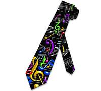 ATOurDealss Cravatta musicale da uomo colorata con note musicali e note musicali, nero, taglia unica, Come mostrato, Taglia unica