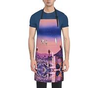 ATOurDealss Grembiule da uomo con stampa a tema Ocean Beach, grembiule da cucina da donna con tasche regolabili, grembiule da disegno per barbecue, Il vecchio hollywoodiano, Taglia unica