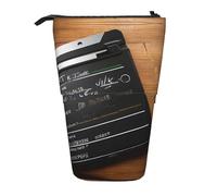 ATOurDealss Movies Clapperboard Pattern Telescopico Pencil Case Portapenne Titolare, Organizer Cancelleria Penna Scatola con Cerniera, Nero , Taglia unica, Astuccio